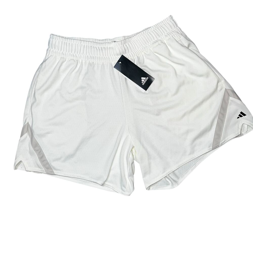 Adidas Women Select Off basketball off white athletic shirts small NEW 5" inseam